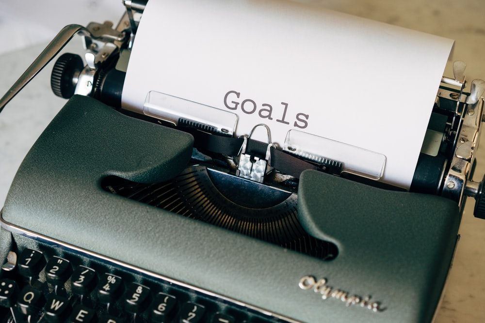 the term 'Goals' typed on paper