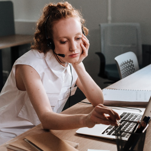 A woman bored at work