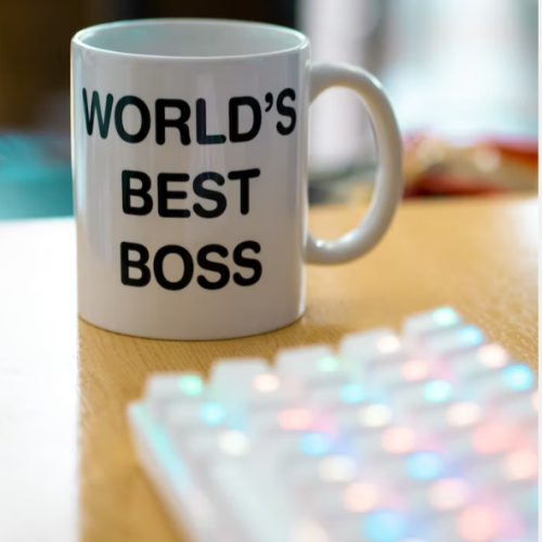 A cup with 'world's best boss' written on top