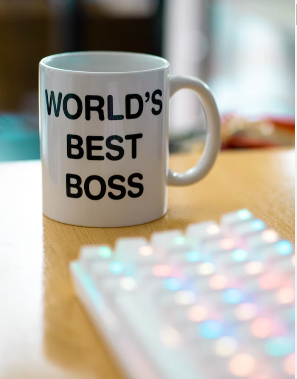 A cup with 'world's best boss' written on top